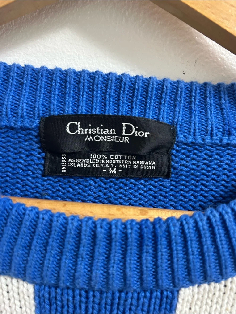 Vintage Dior Blue with White & Pink Accents (Size- M)